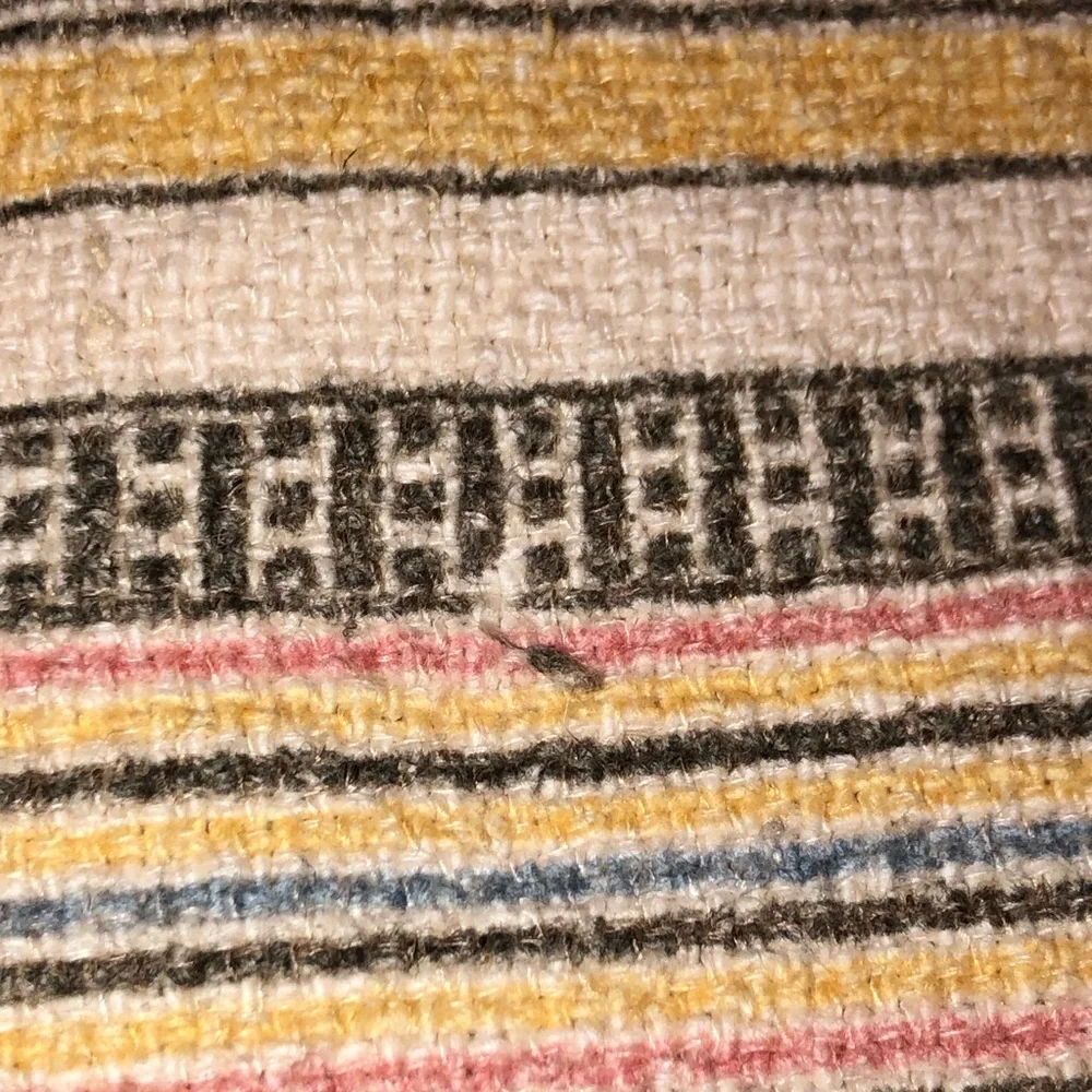 Pottery Barn Striped Lumbar Tapestry/Embroidered Pillow Cover, lined, w/Fringe